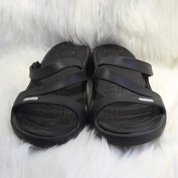 Crocs Womens Shoes Patricia Wedge Slip On Slide Comfort Sandals Black Size 10 - Picture 5 of 10